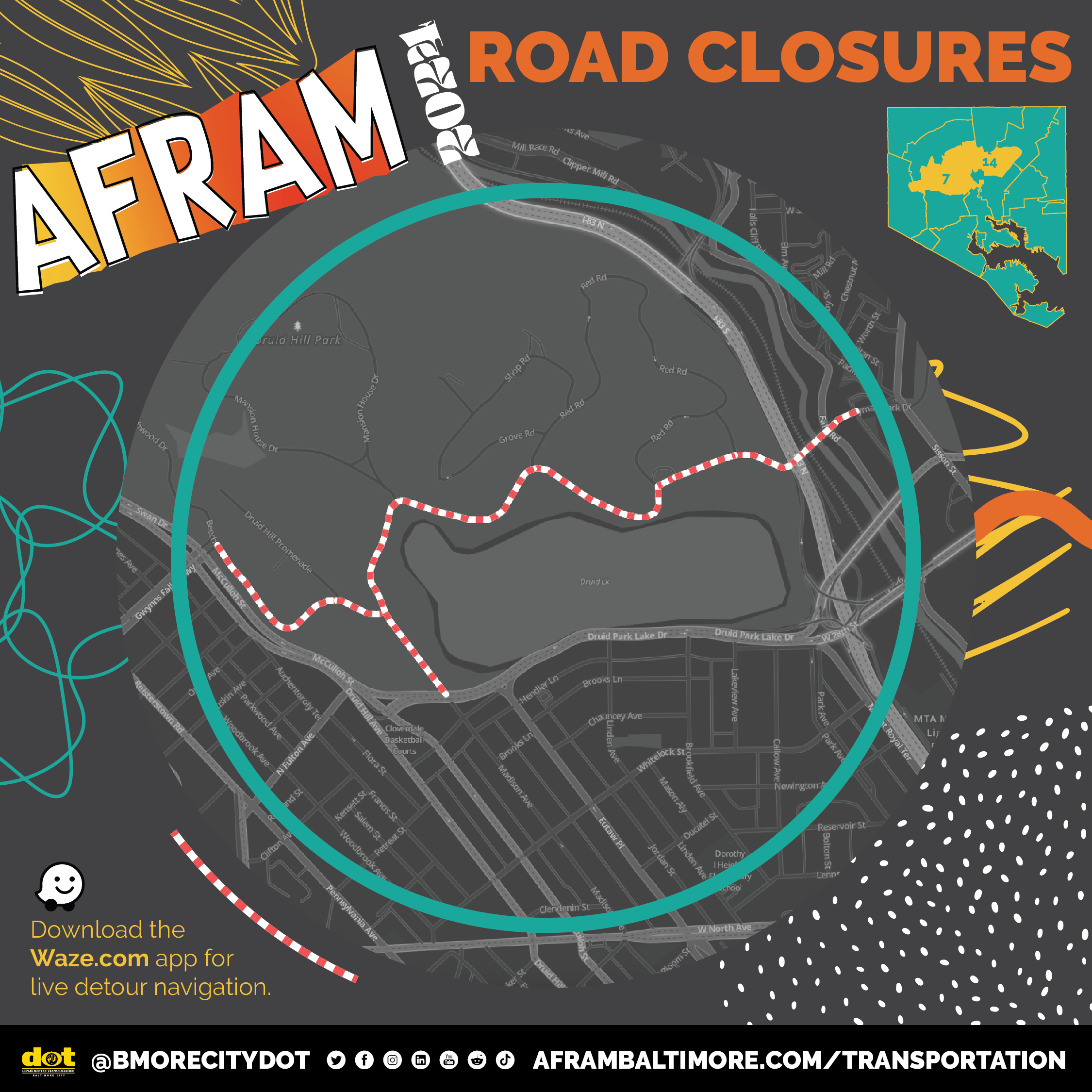 Baltimore City Department of Transportation AFRAM 2024 Road Closures